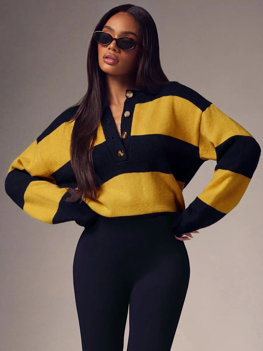 Women's Oversized Sweater with Buttons