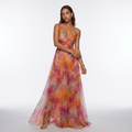 Watercolour Floral V-Neck Maxi Dress with Open Back