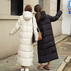 Women's Hooded Maxi Puffer Winter Coat – Warm Longline Padded Layer