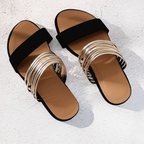 Metallic Strap Orthopedic Slide Sandals