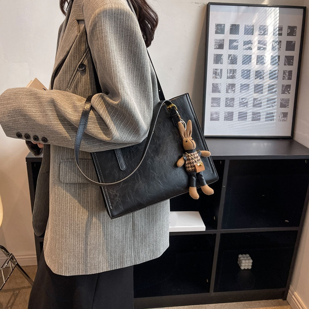 Women's Tote Bag with Bunny Charm – Spacious Everyday Shoulder Bag