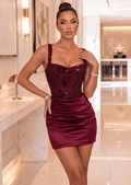 Embellished Corset Mini Dress with Sweetheart Neck
