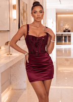 Embellished Corset Mini Dress with Sweetheart Neck