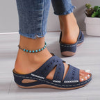 Embroidered Orthopedic Slide Sandals