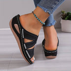 Embroidered Orthopedic Slide Sandals