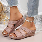 Embroidered Orthopedic Slide Sandals