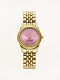 Women's Gold Crystal Watch – Zirconia Quartz Watch in Gold & Pink