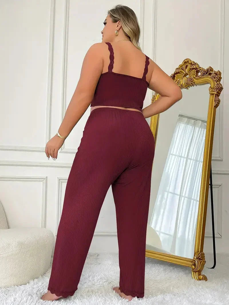 Women's Ribbed Camisole and Lounge Trousers Set