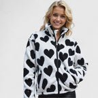 Women's Jacket – Warm Elegant Layering in Black White or Blue White