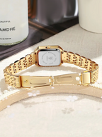 Women's Gold Square Face Watch – Petite Vintage Style Quartz Watch