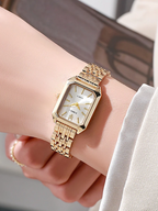 Women's Gold Square Face Watch – Petite Vintage Style Quartz Watch