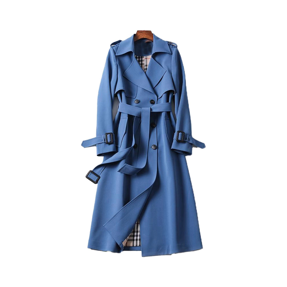 Long Trench Coat with Double Button Closure – 7 Colours