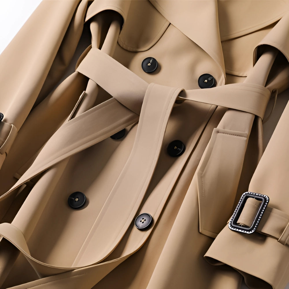 Long Trench Coat with Double Button Closure – 7 Colours