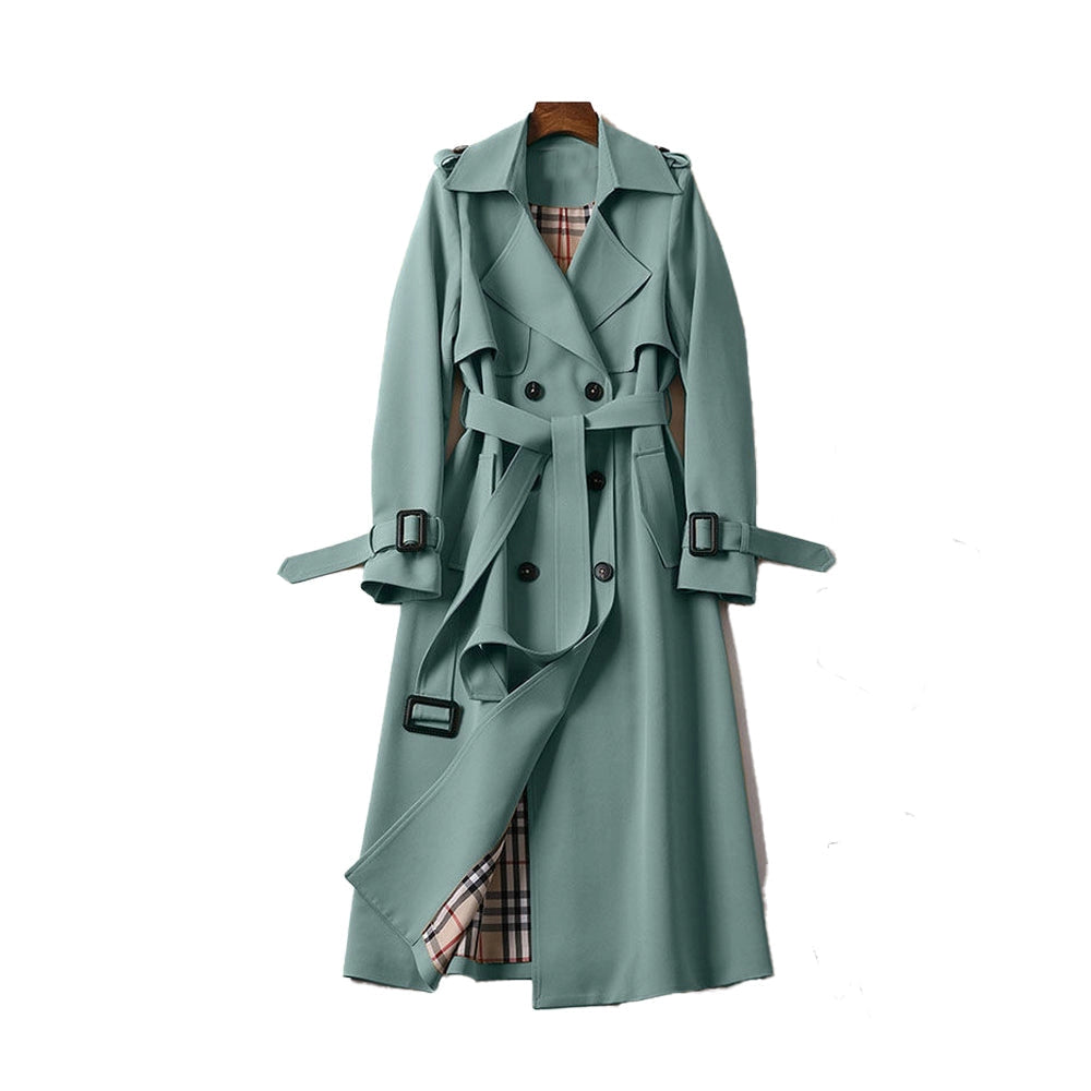 Long Trench Coat with Double Button Closure – 7 Colours