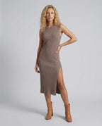 Ribbed Fitted Knit Midi Dress