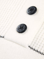 Open Collar Button-Up Knit Jumper - White