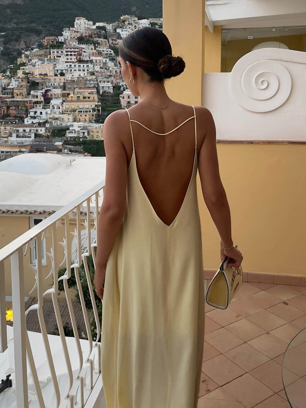 Satin Maxi Dress with Open Back & Low Neckline – Elegant Slip Dress
