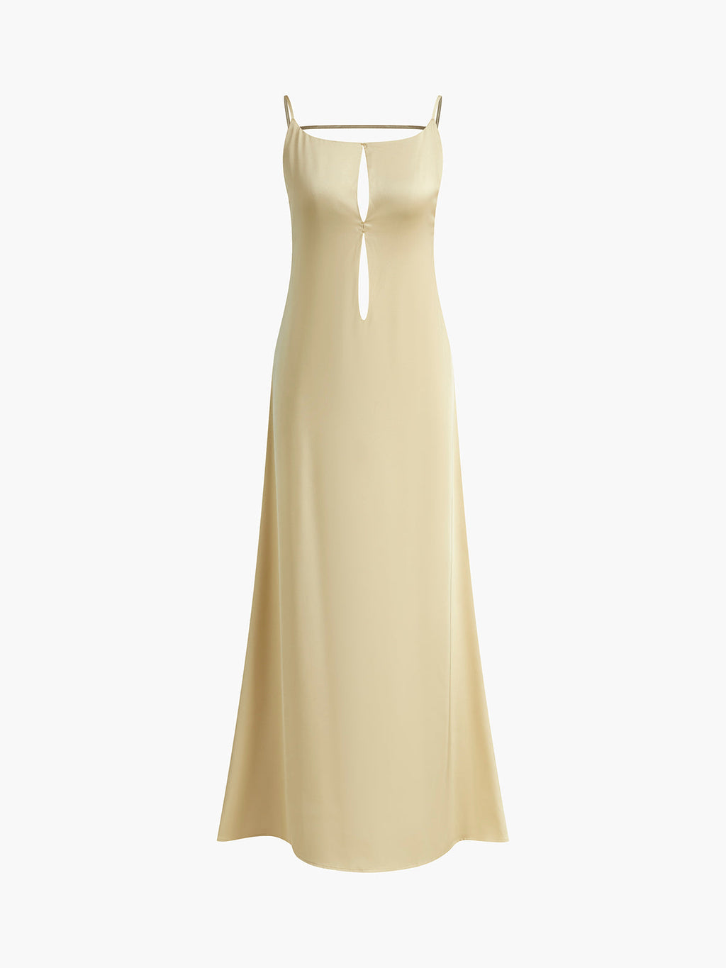 Satin Maxi Dress with Open Back & Low Neckline – Elegant Slip Dress