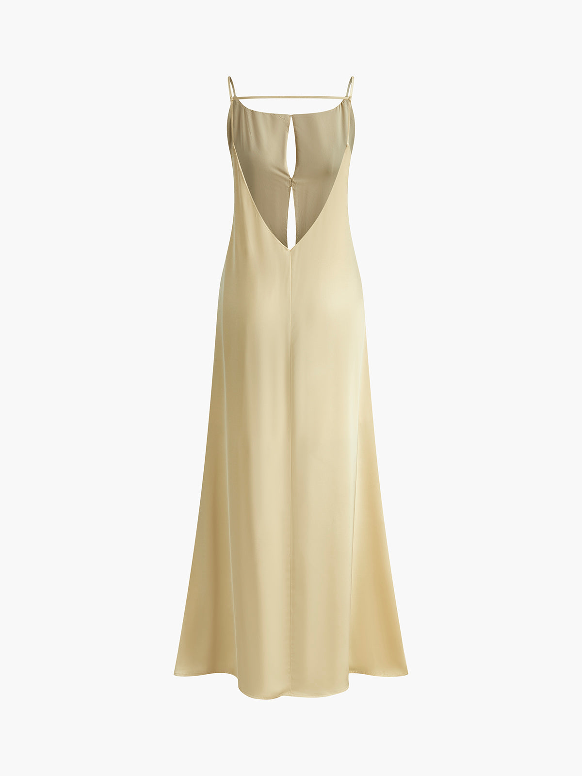 Satin Maxi Dress with Open Back & Low Neckline – Elegant Slip Dress