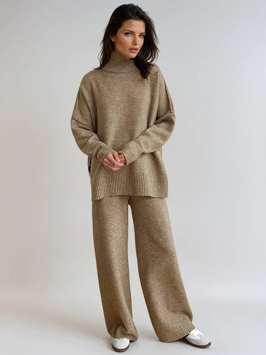 Knitted Roll Neck Lounge Set – Jumper and Trousers