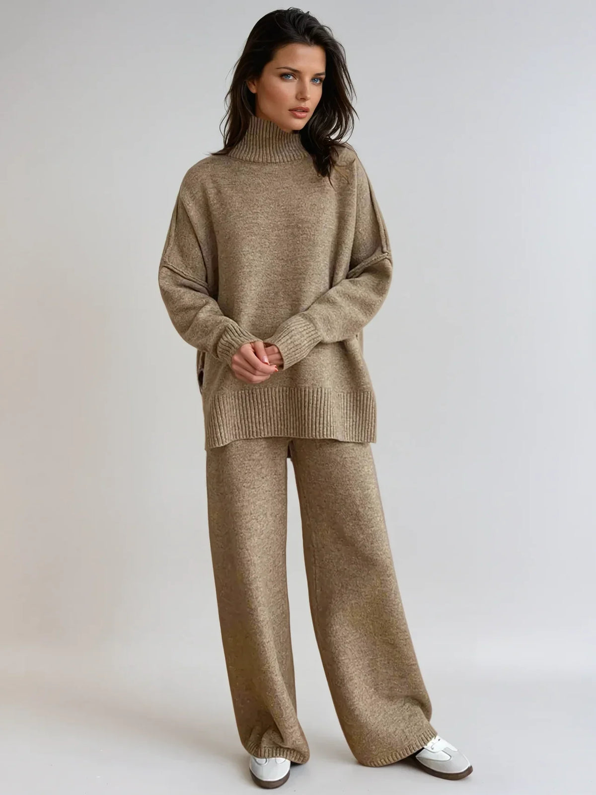 Knitted Roll Neck Lounge Set – Jumper and Trousers
