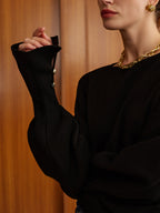 Bell Sleeve Cinched-Waist Sweatshirt