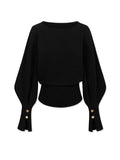 Bell Sleeve Cinched-Waist Sweatshirt