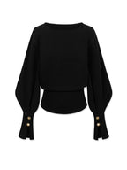 Bell Sleeve Cinched-Waist Sweatshirt