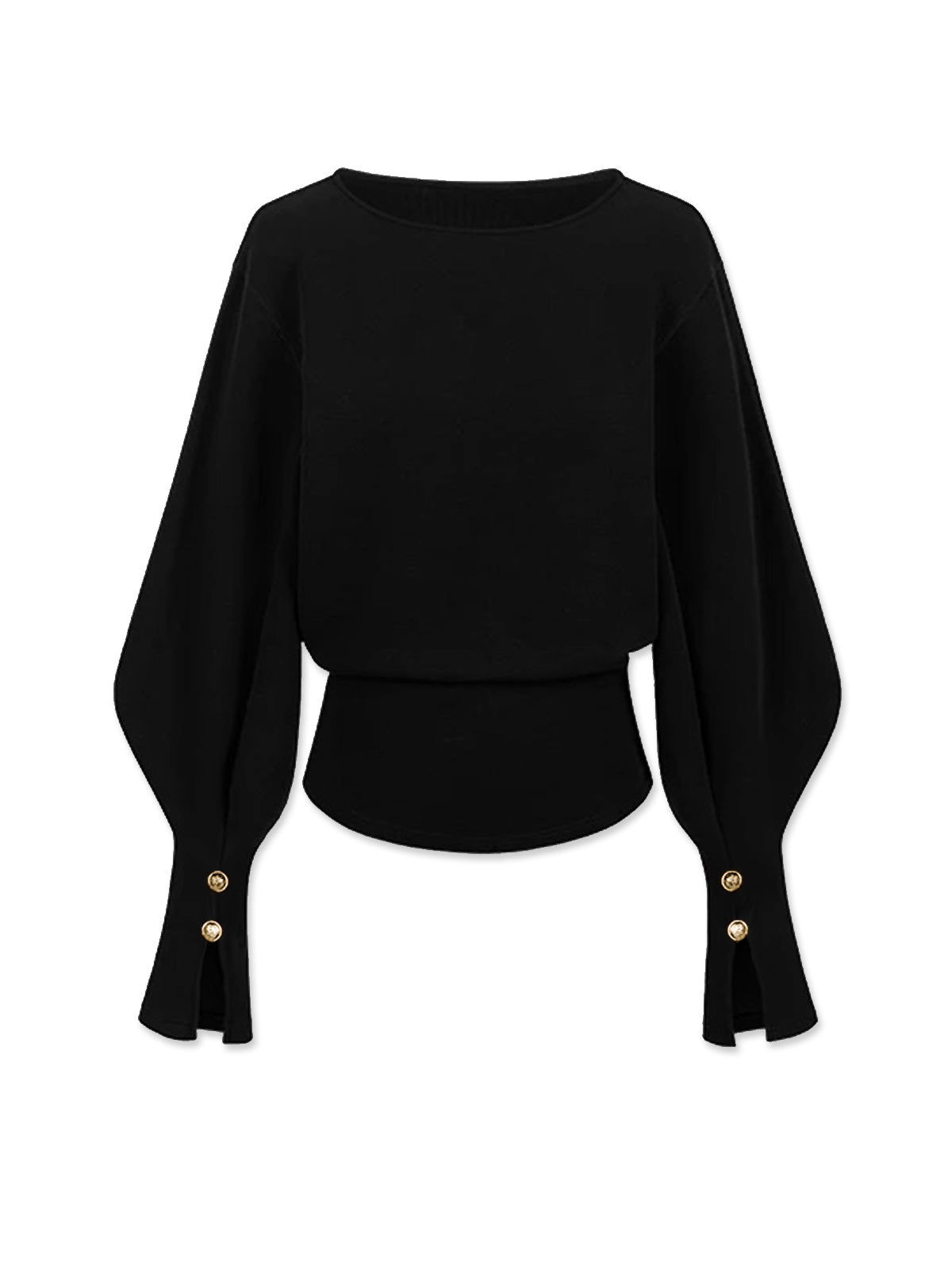 Bell Sleeve Cinched-Waist Sweatshirt