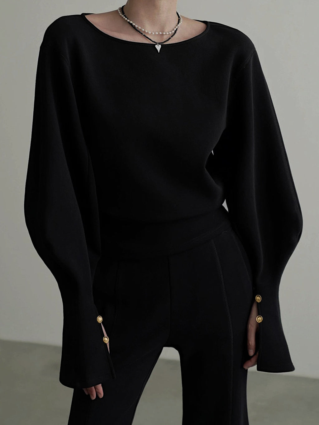 Bell Sleeve Cinched-Waist Sweatshirt