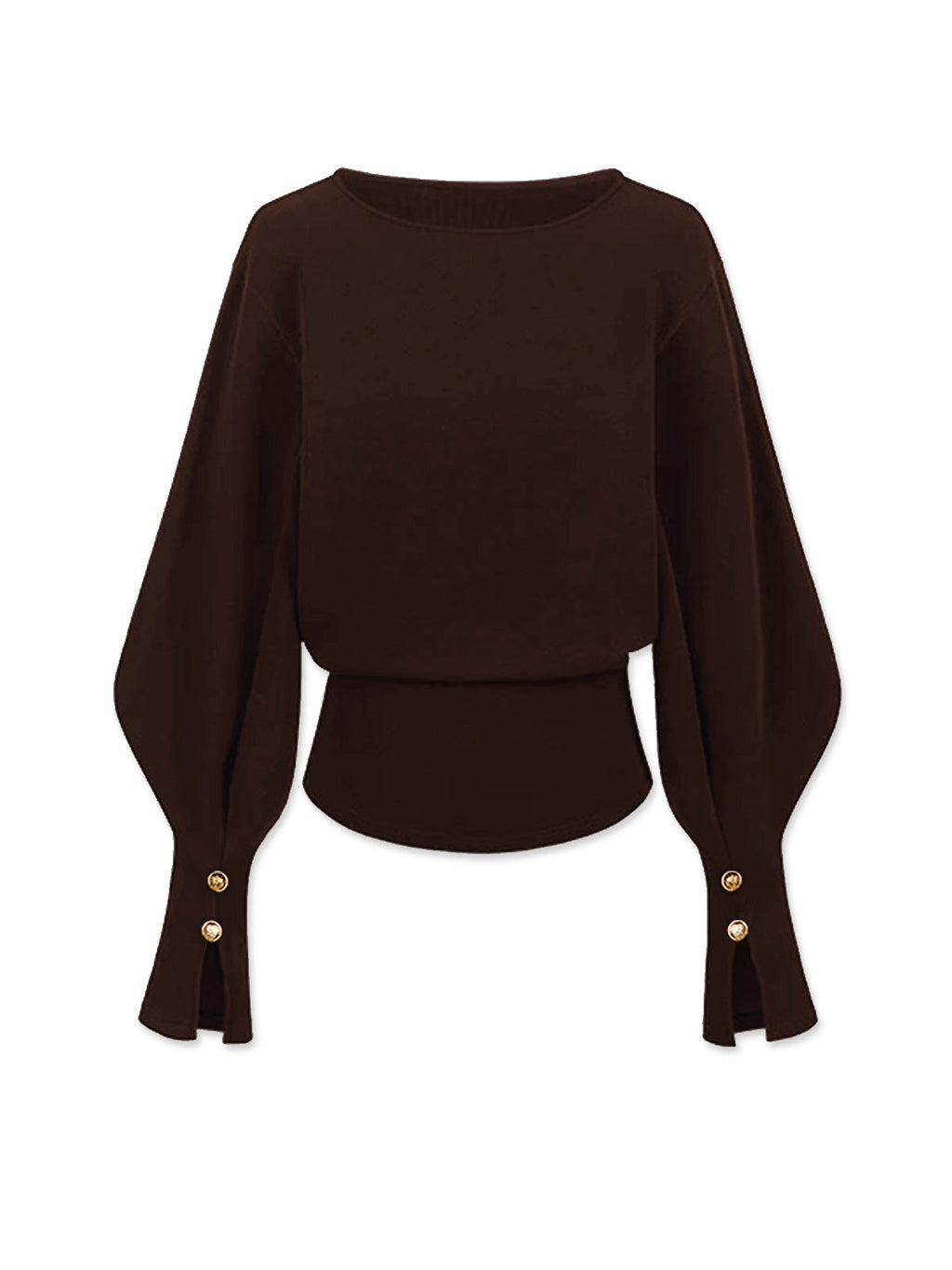 Bell Sleeve Cinched-Waist Sweatshirt