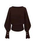 Bell Sleeve Cinched-Waist Sweatshirt