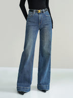 Mid-Waist Bootcut Jeans - Classic Blue Denim
