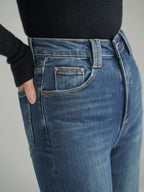 Mid-Waist Bootcut Jeans - Classic Blue Denim
