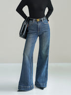 Mid-Waist Bootcut Jeans - Classic Blue Denim