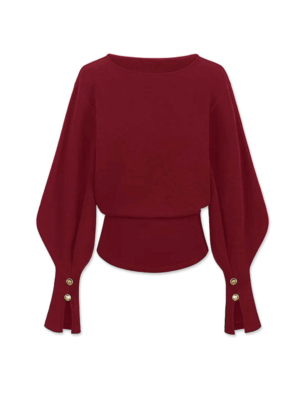 Bell Sleeve Cinched-Waist Sweatshirt