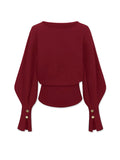 Bell Sleeve Cinched-Waist Sweatshirt