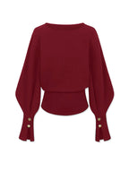 Bell Sleeve Cinched-Waist Sweatshirt