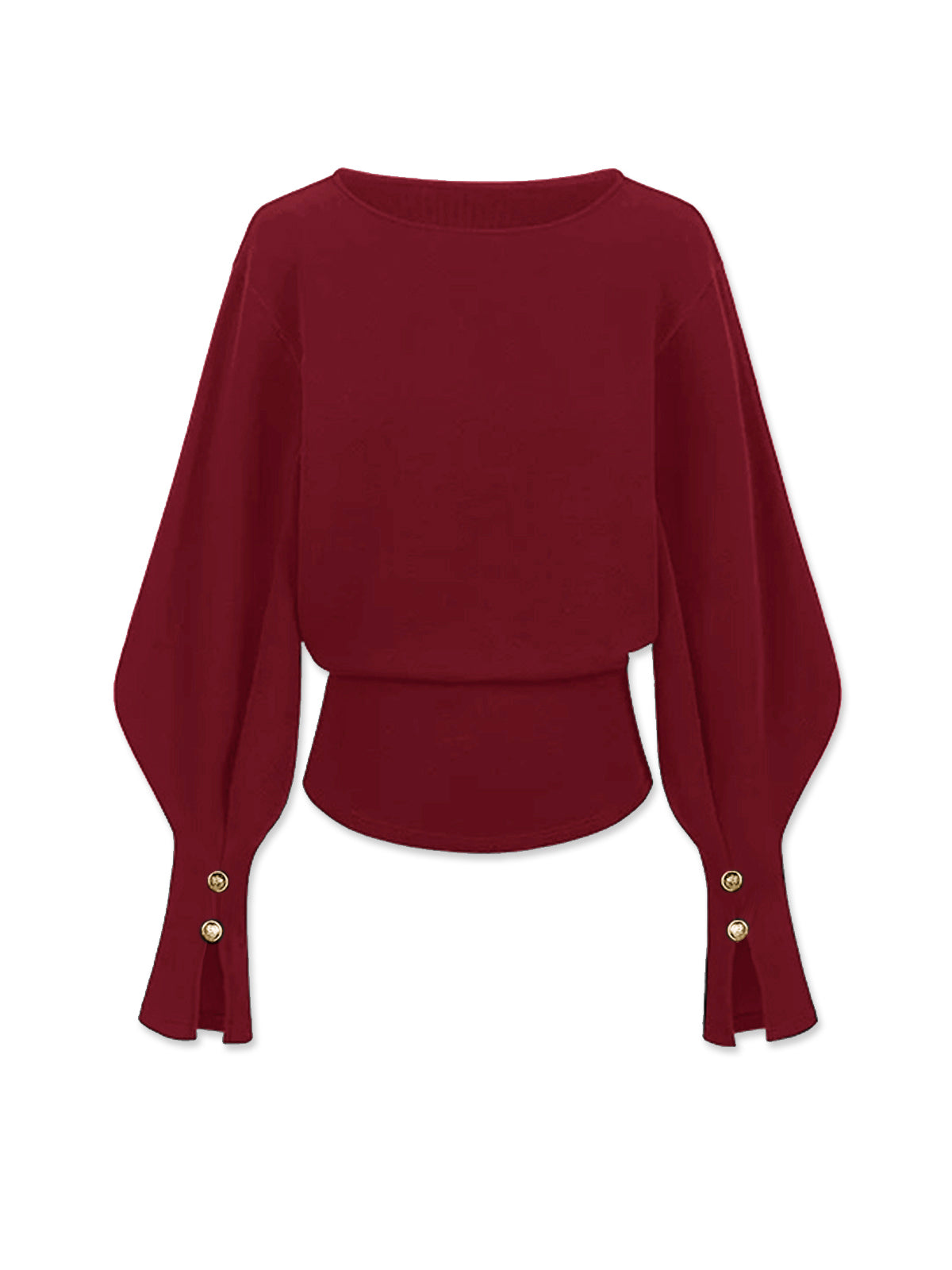 Bell Sleeve Cinched-Waist Sweatshirt