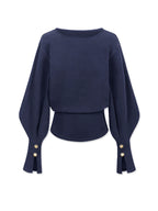 Bell Sleeve Cinched-Waist Sweatshirt