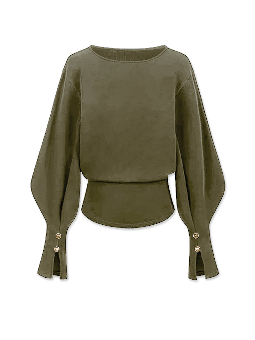 Bell Sleeve Cinched-Waist Sweatshirt