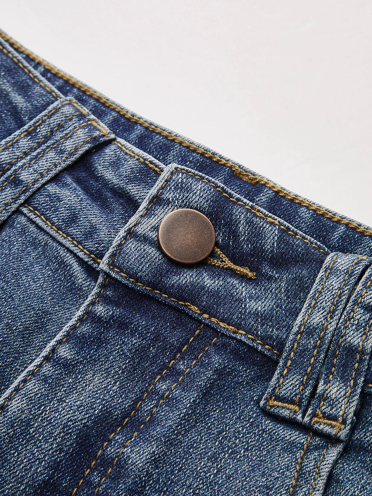Mid-Waist Bootcut Jeans - Classic Blue Denim