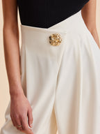 Embellished High-Waist Wide-Leg Trousers