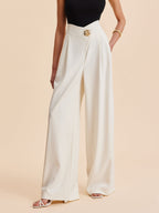 Embellished High-Waist Wide-Leg Trousers