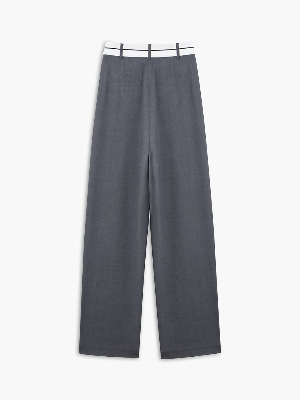Asymmetric Contrast-Waist Wide-Leg Trousers