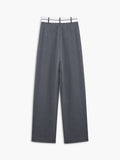 Asymmetric Contrast-Waist Wide-Leg Trousers