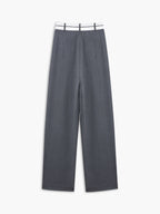 Asymmetric Contrast-Waist Wide-Leg Trousers
