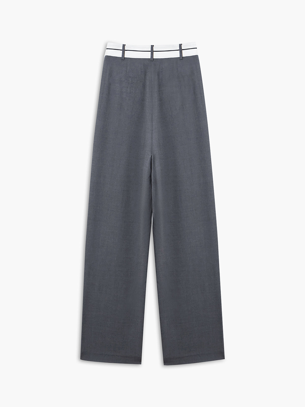 Asymmetric Contrast-Waist Wide-Leg Trousers
