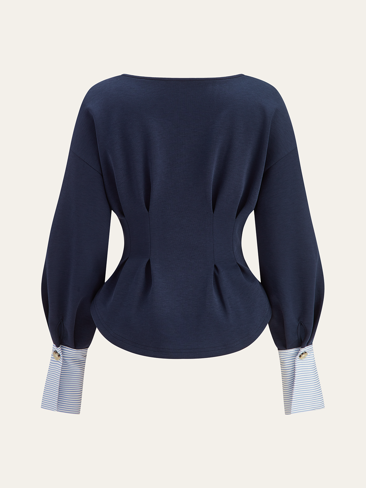 Balloon Sleeve Peplum Sweatshirt - Round Neck