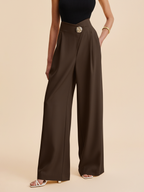Embellished High-Waist Wide-Leg Trousers